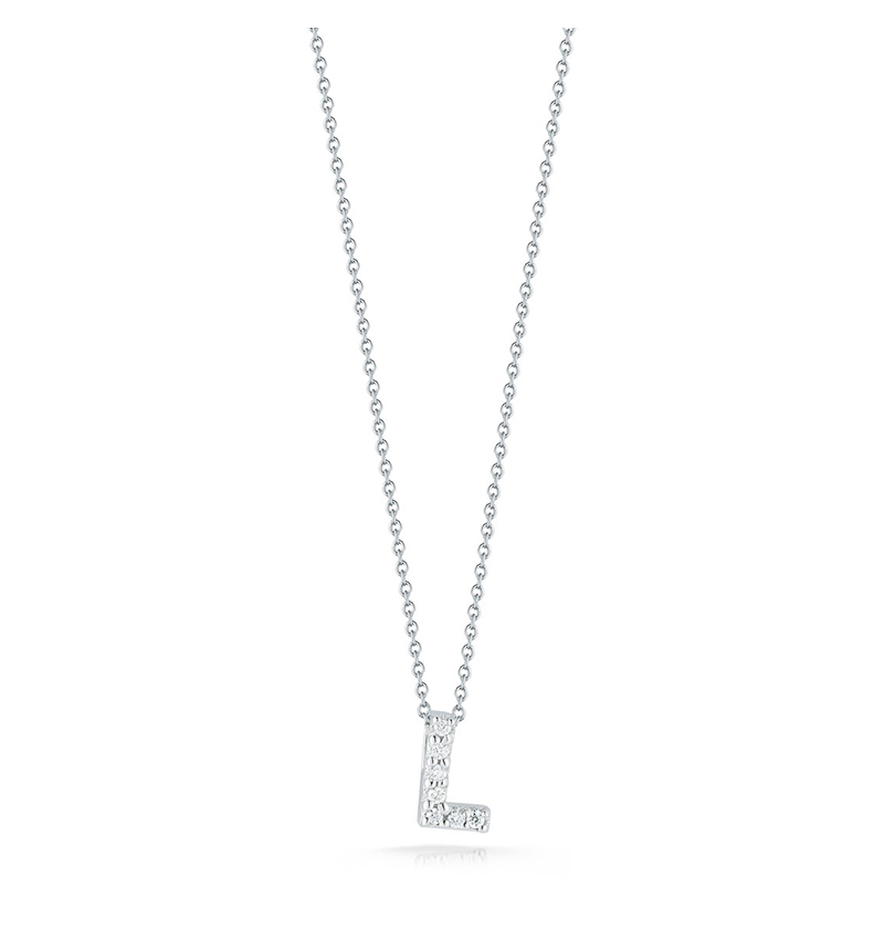 Roberto Coin Tiny Treasures White Gold "Love Letter" Initial Pendant